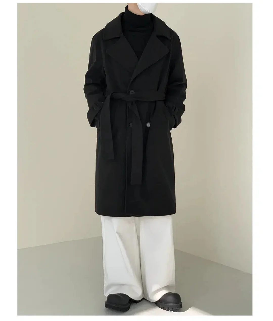 Aonga Belted Woolen Trench Coat