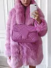 Fashion Solid Color Faux Fur Long Sleeves Warm Coat