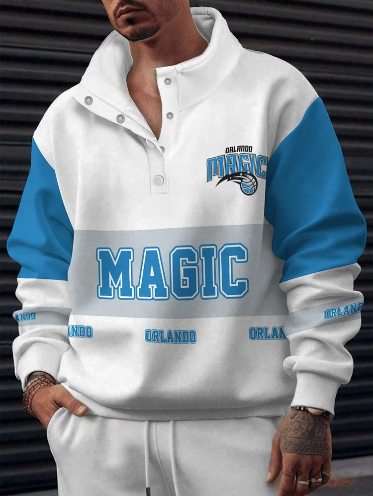 Orlando Magic  2025 New Design Casual Snap Mockneck Pullover