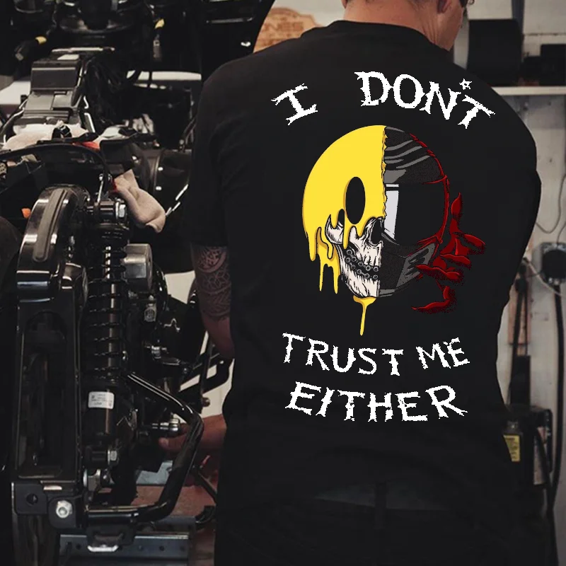 UPRANDY I Don’t Trust Me Either Helmet Skull Print Classic T-shirt -  UPRANDY