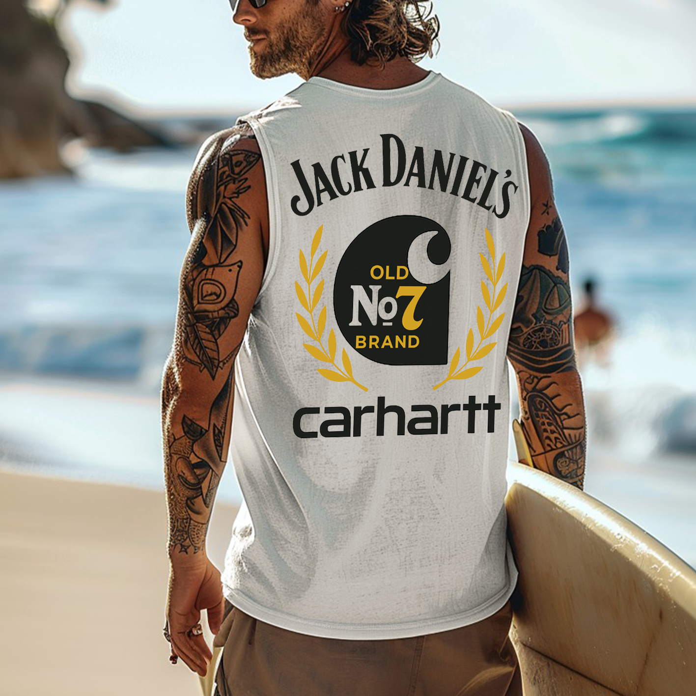 Men's Vintage Surfing Oversized Street Style Print Tank Top / TECHWEAR CLUB / Techwear