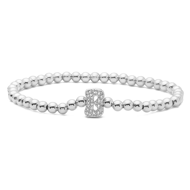 Vintage Style Minimalist Classic Style Letter Copper Zircon 18K Gold Plated Inlay Bracelets