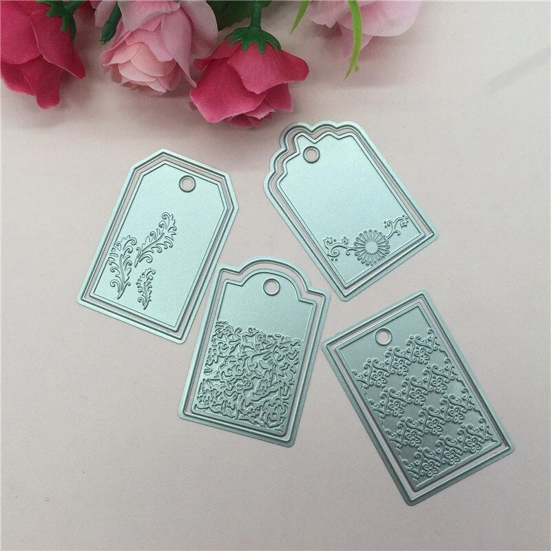 4x Label Tags Metal Cutting Dies Stencil Scrapbooking Album Embossing Craft DIY