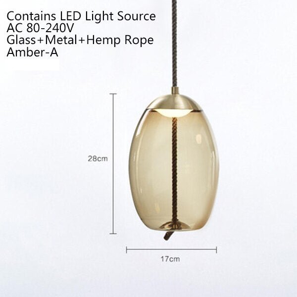 Modern Loft Industrial Lamp Blue Glass Pendant Light LED Art Deco Nordic White Hang Lamp For Living Room Kitchen Bedroom Parlor