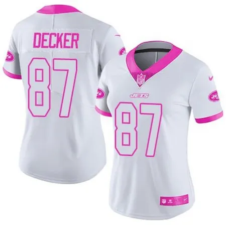 Jets #87 Eric Decker White/Pink Women's Stitched NFL Limited Rush Fashion Jersey