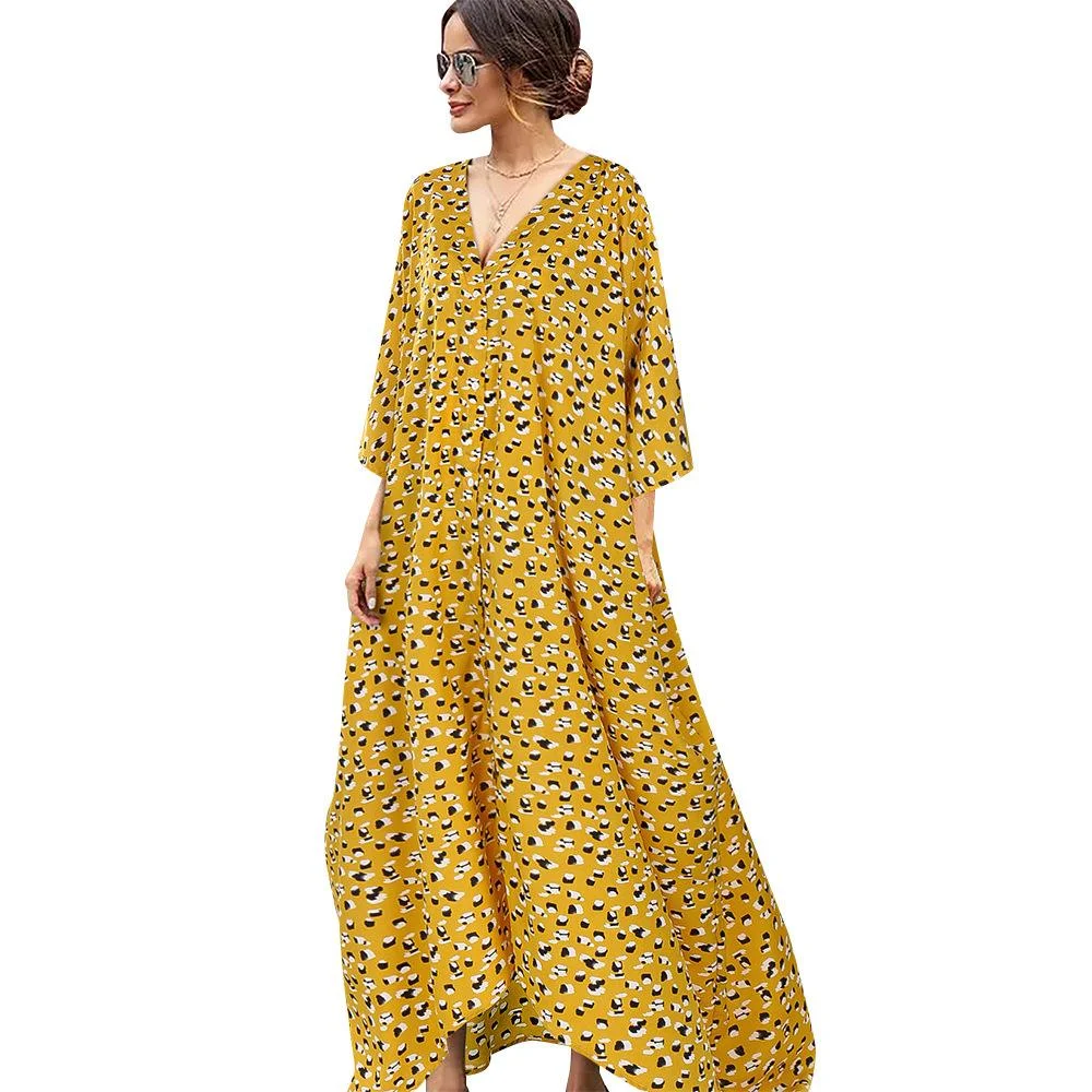 New Women's Summer Loose Wave Point Large Skirt Irregular Dress