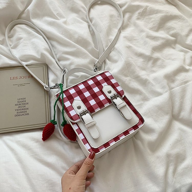 STRAWBERRY CHECK MULTIFUNCTIONAL BACKPACK
