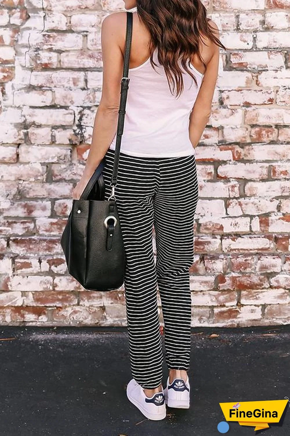 Lace-up Striped Drawstring Pants