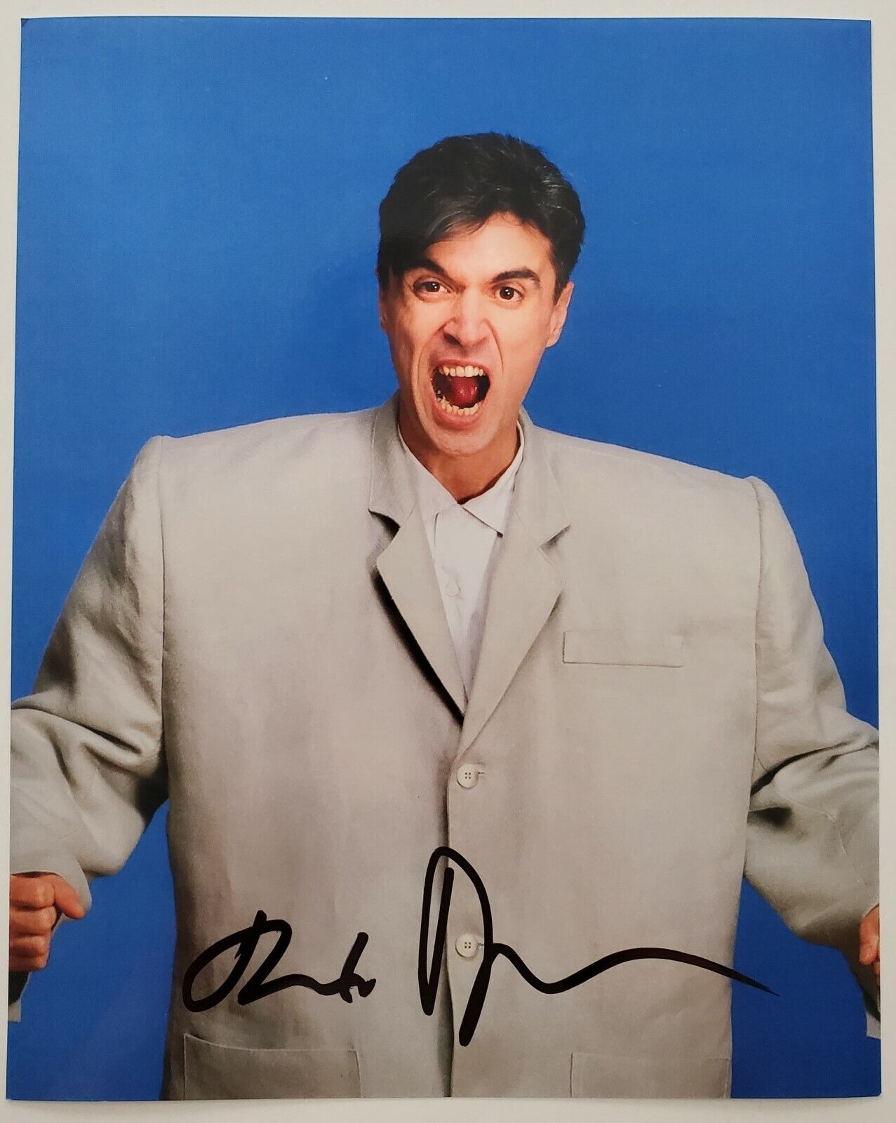 David Byrne Signed 8x10 Metallic Photo Poster painting Talking Heads Singer Songwriter Actor RAD