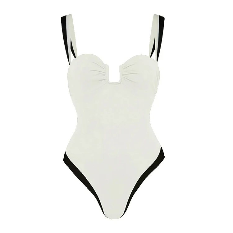 White Contrast One-Piece Swimsuit