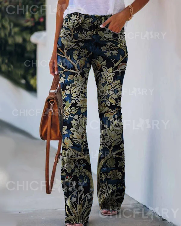 Women's  Vintage Flower Print Pants