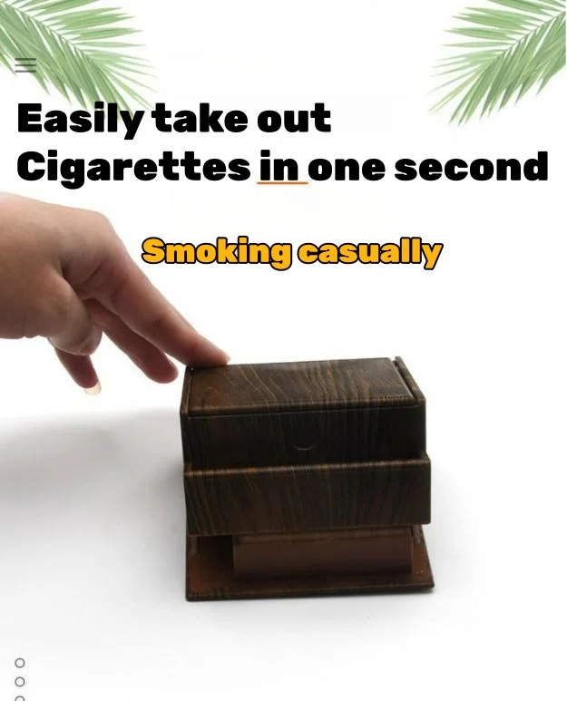 Automatic bouncing wood grain car cigarette box