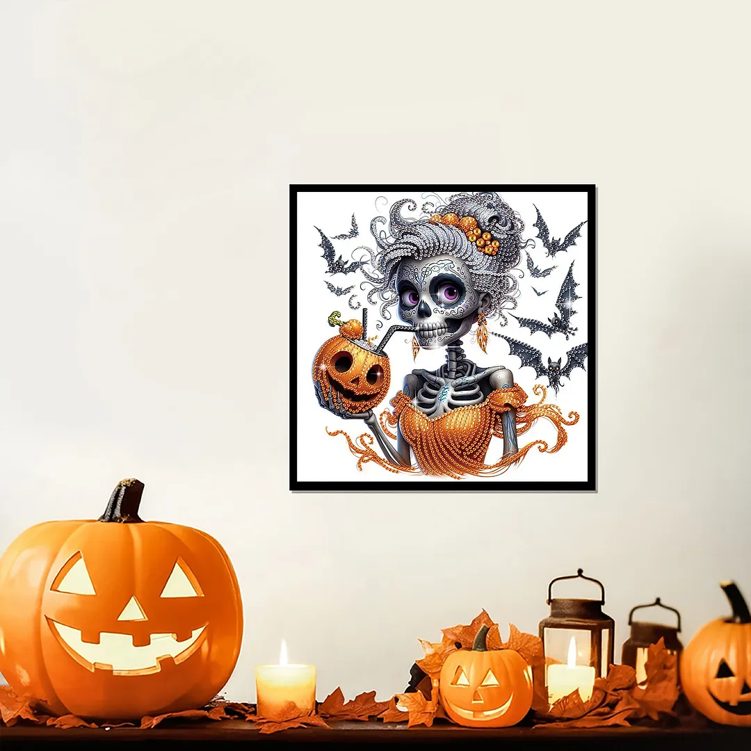 Diamond Painting - Partial Special Shaped Drill - Halloween Skull(Canvas|30*30cm)