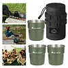 3Pcs 300ml Outdoor Camping Cup with Storage Bag Beer Wine Cup for Picnic (Green)