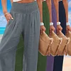 Gioiacombo&trade; Pantaloni casual a gamba larga in cotone e lino