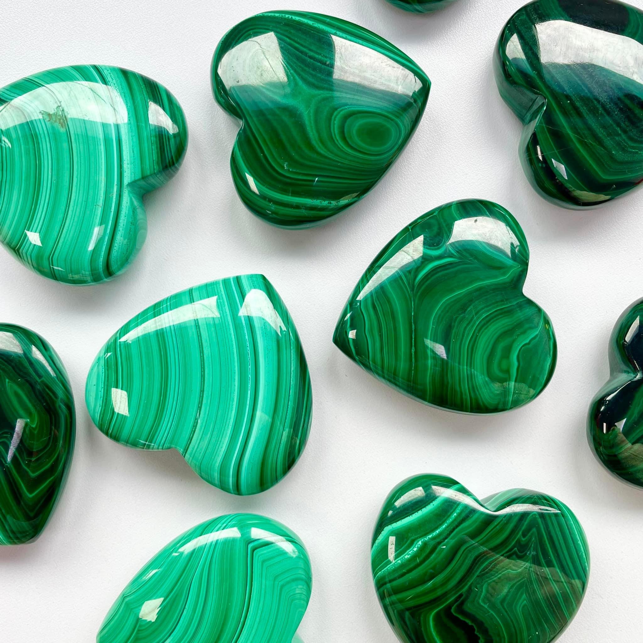 Malachite Heart Palm Stone