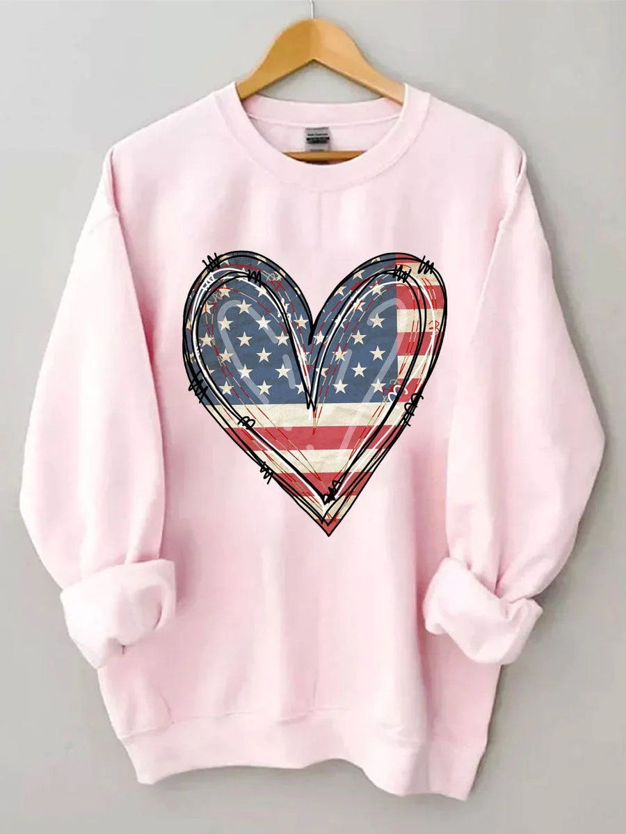 America Flag Heart Sweatshirt