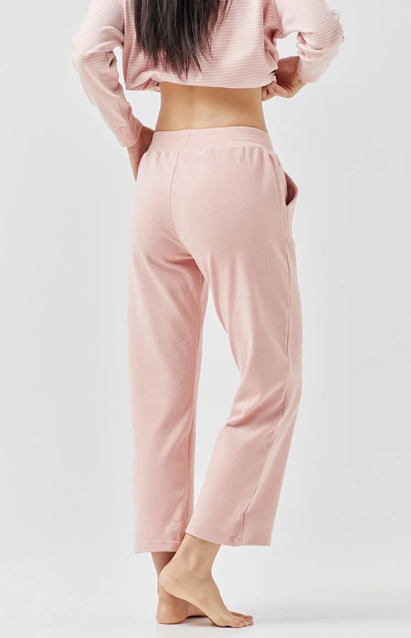 Women'S Solid Color Insert Pocket Straight Pajama Pants