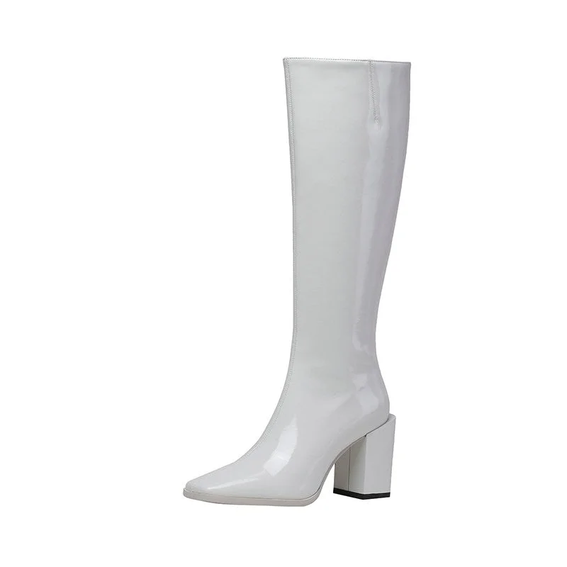 2020 New Knee High Boots Women Genuine Leather Party Night Club Chelsea Shoes Woman Boots Autumn Winter Warm High Boots