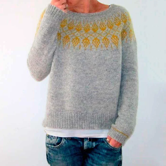 Fairman Isle Simple Jacquard Crew Neck Sweater