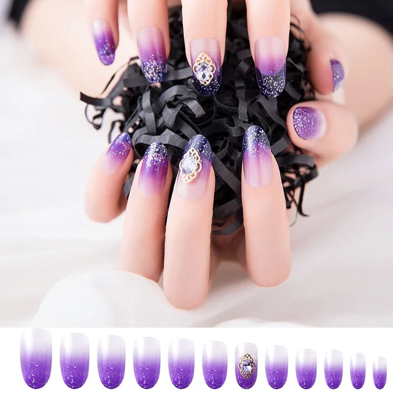 24Pcs/box Full Cover Short round press on nails Pink Dripping Shape Heart Bride nail tips Wearable Fake Nail with Glue for girls-Nail Inspo