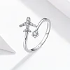 925 Sterling Silver Wrap Ring Cute Airplane & Star Design 