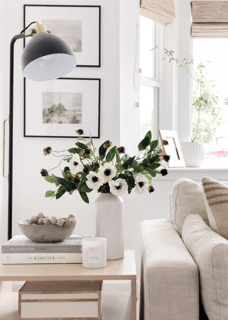 Real Touch White Anemone Flower - 14"