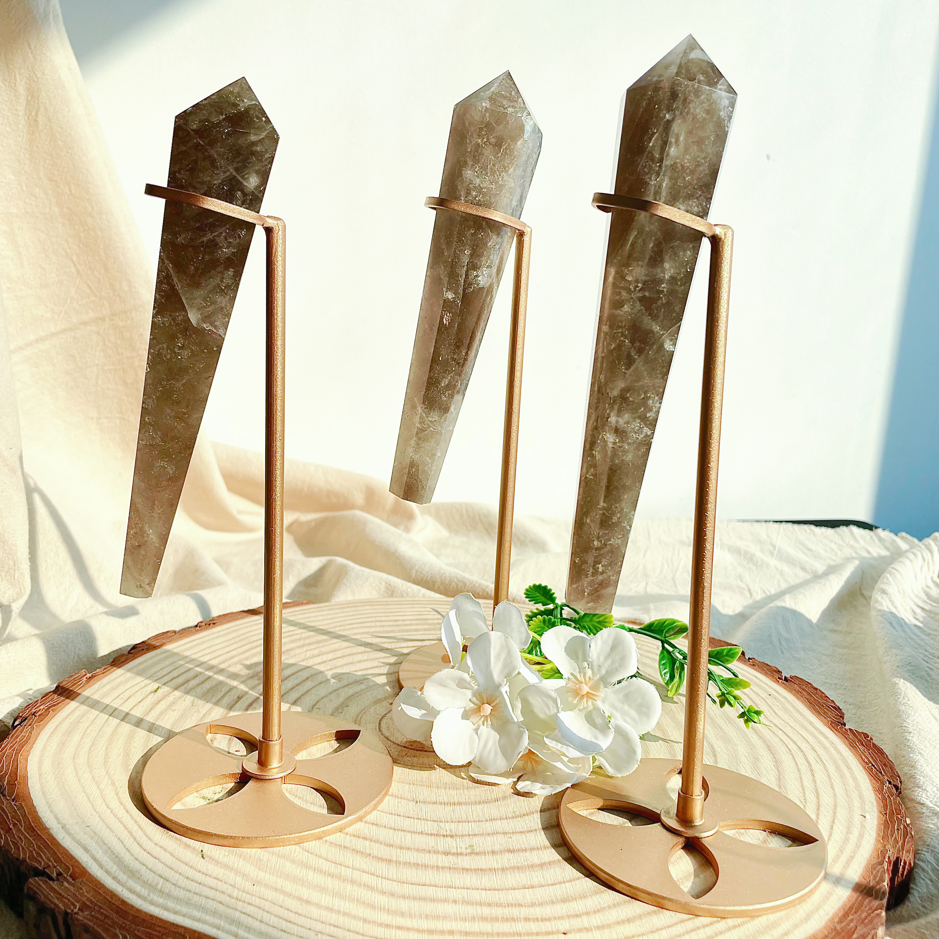 Smoky Quartz Wand 1set