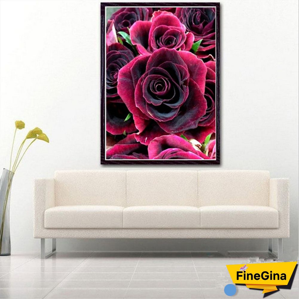 Red Rose DIY Large Size Diamond Painting Kit Full Drill Round Cross Stitch Embroidery
