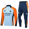 Joyfball 2024/2025 Kids Size Real Madrid Half-Pull Training Suit baby blue Football Shirt 1:1 Thai Quality