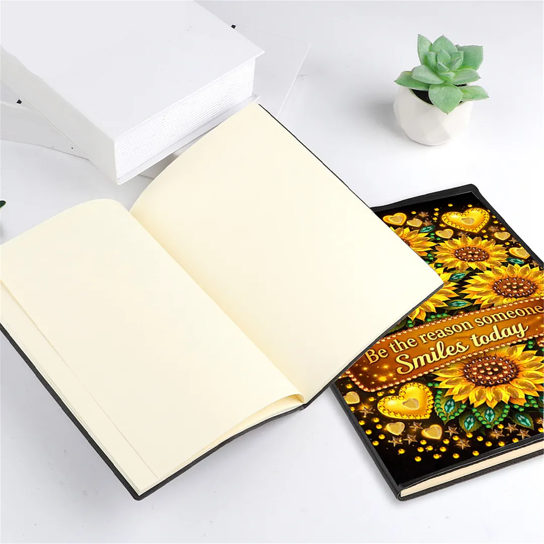 DIY Flower Diamond Painting Journals Notebooks 50 Pages A5 No Lines Special Shaped Diamond Art Kits for Beginners Craft Lovers and Artists (Sunflower)