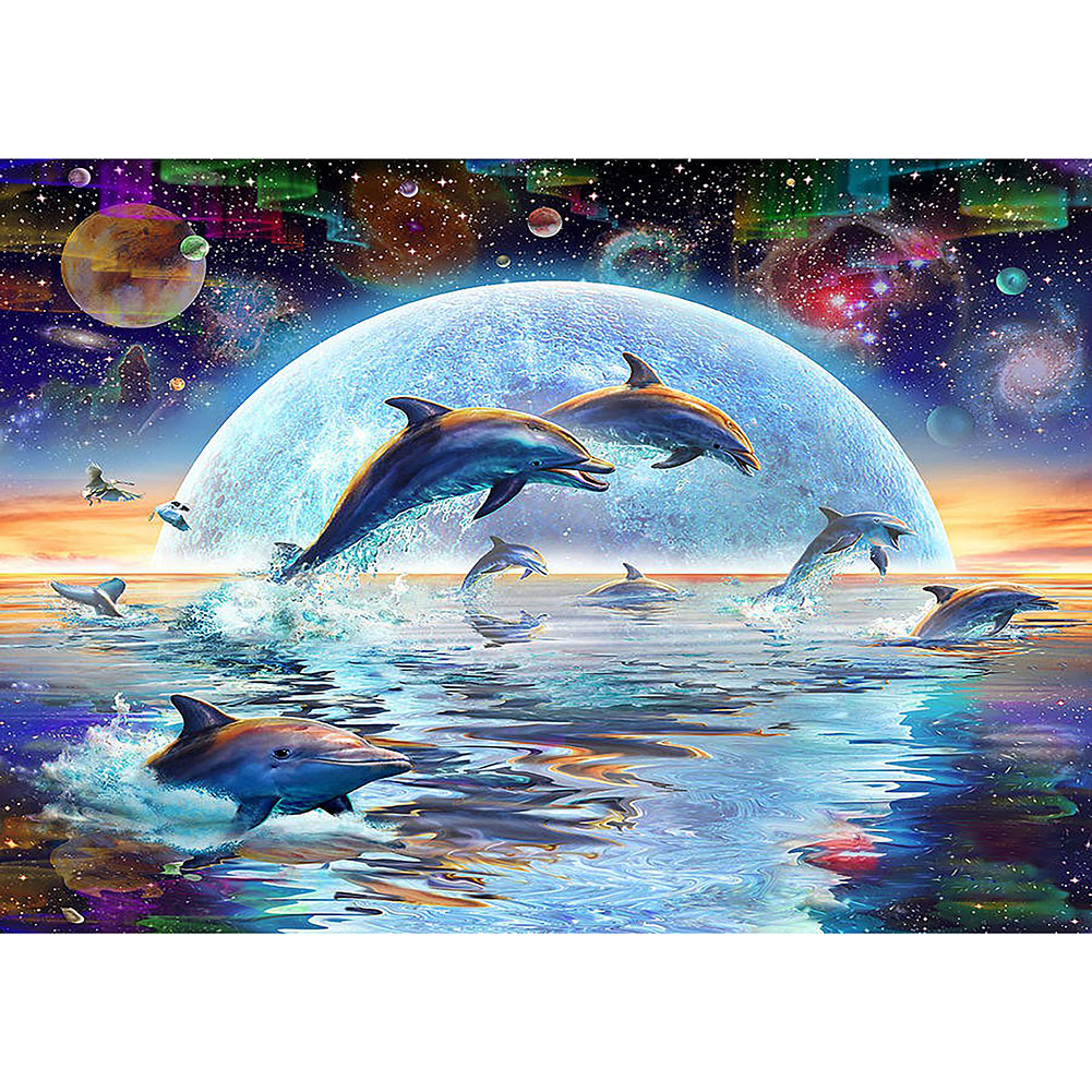 

30*40CM - Dolphin - Round Drill Diamond Painting, 501 Original