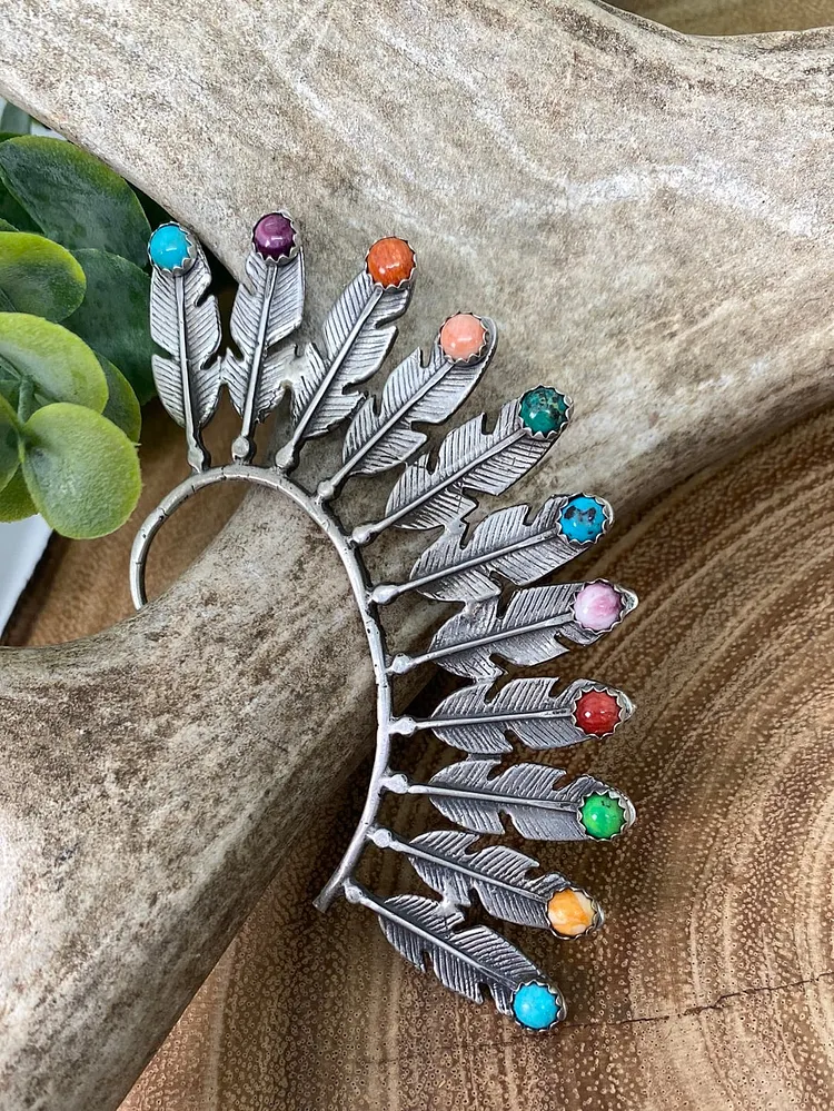 Headdress Sterling Ear Cuff - Multi