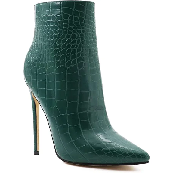 120mm Women's Ankle Boots Closed Pointed Toe Stilettos Autumn Dress Booties-MERUMOTE