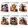 (US Only)6PCS DIY Halloween Dog Diamond Art Greeting Cards for Halloween and Holidays