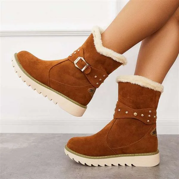 Women Winter Boots Snow Ankle Boots Warm Fur Lined Slip on Booties