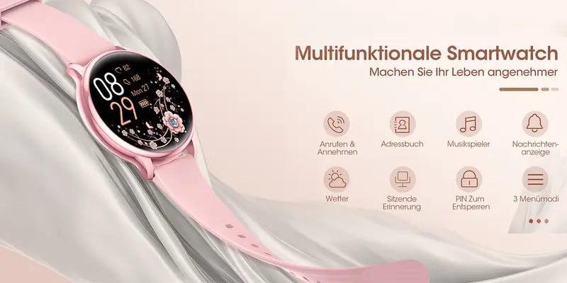 smartwatch with wireless call dial female functions sleep 19 sports music player pedometer perfect birthday gift for men women christmas halloween smartwatches for ios Product details 2