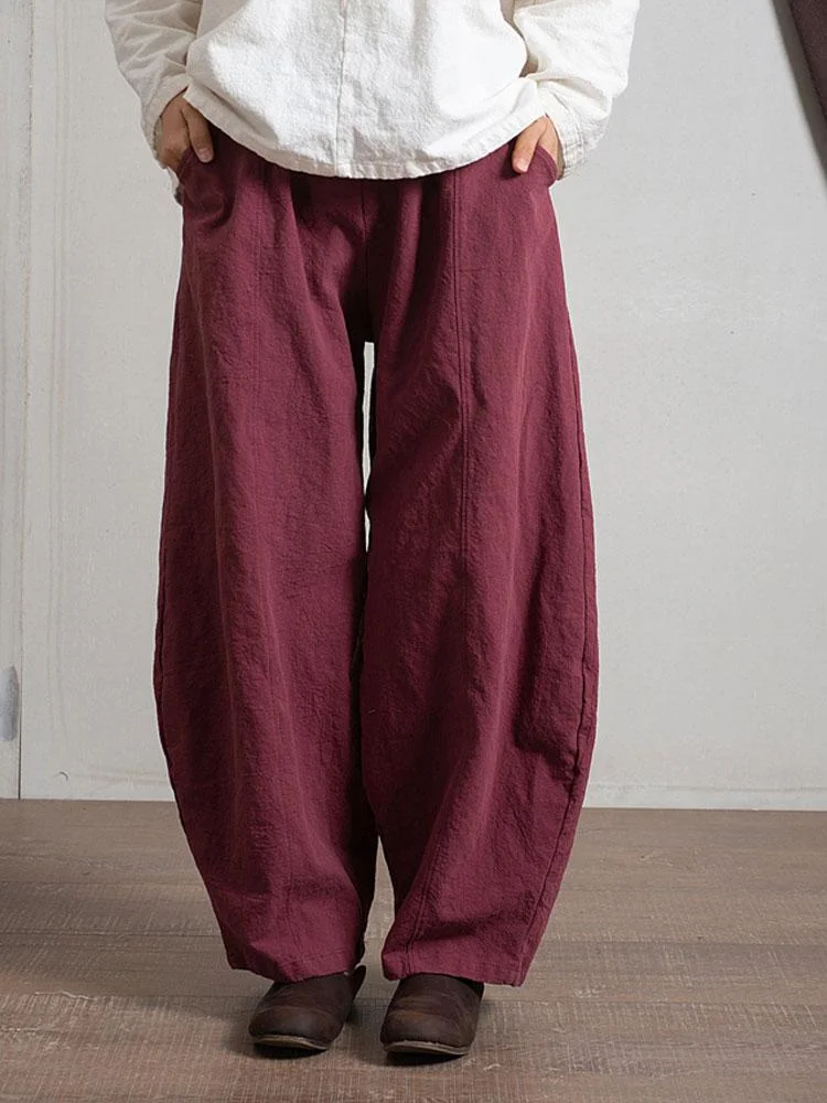 Women's Summer Simple Casual Cotton Linen Harem Loose Pants