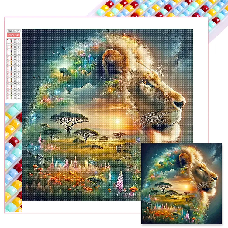 Lion Silhouette - Full Square Drill Diamond Painting - 50*50CM(Picture)