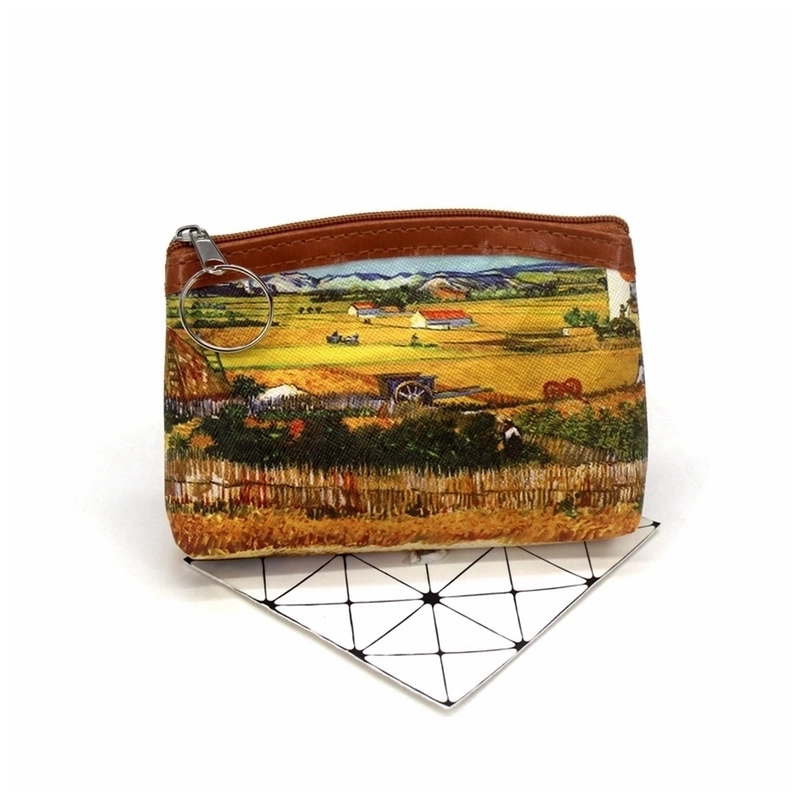 Women’s Oil Painting Pu Leather Zipper Coin Purses