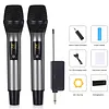 Wireless Microphone For Singing with Rechargeable Receiver Metal Cordless Handheld Mic for Home Karaoke Meeting Party Church Wedding KTV