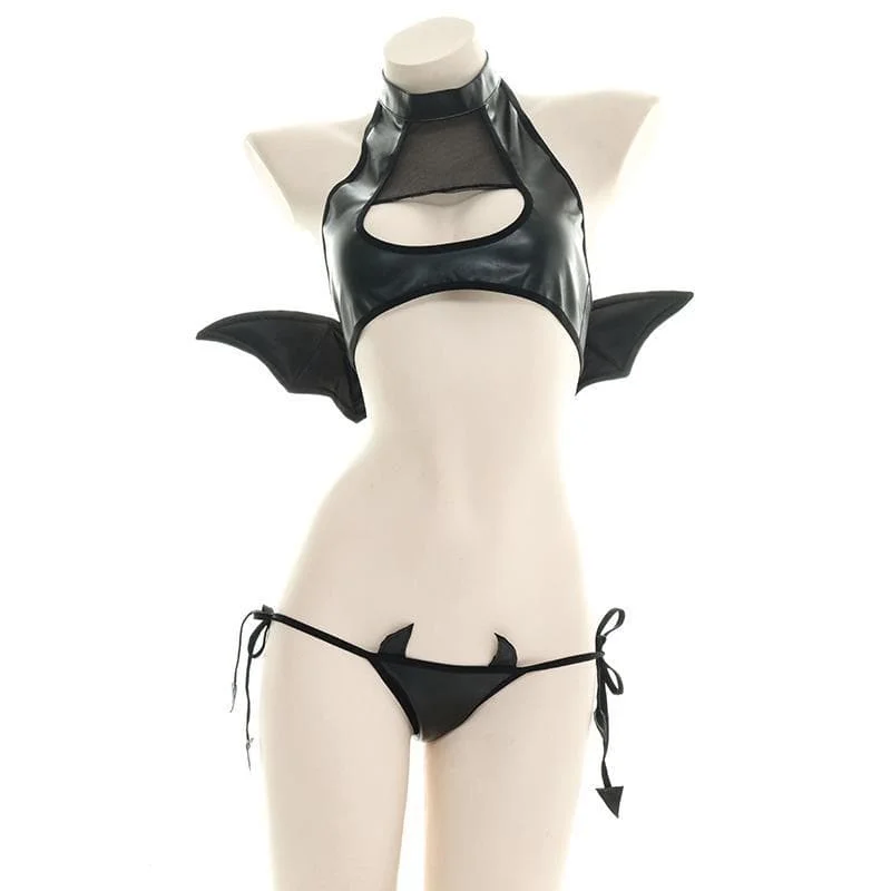 Devil Black Bat Style Underwear Lingerie SP068