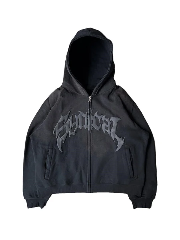 Brownm Gothic oversize hoodie with wash effect and letter print