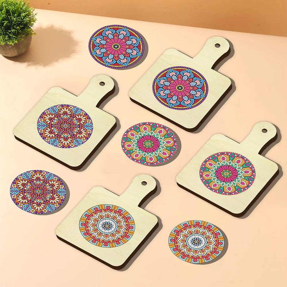 4Pcs Mandala DIY Diamond Painting Placemats Rhinestone Table Mats for Adults