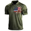 Men's T-Shirt Polo Vintage American Flag Independence Day Short Sleeve Outdoor Summer Daily Top Navy Blue Black Khaki by Inlyline