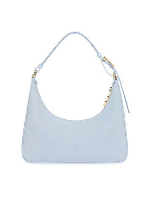 Givenchy Small Moon Cut Out Bag in Canvas with Chain Cloud Blue