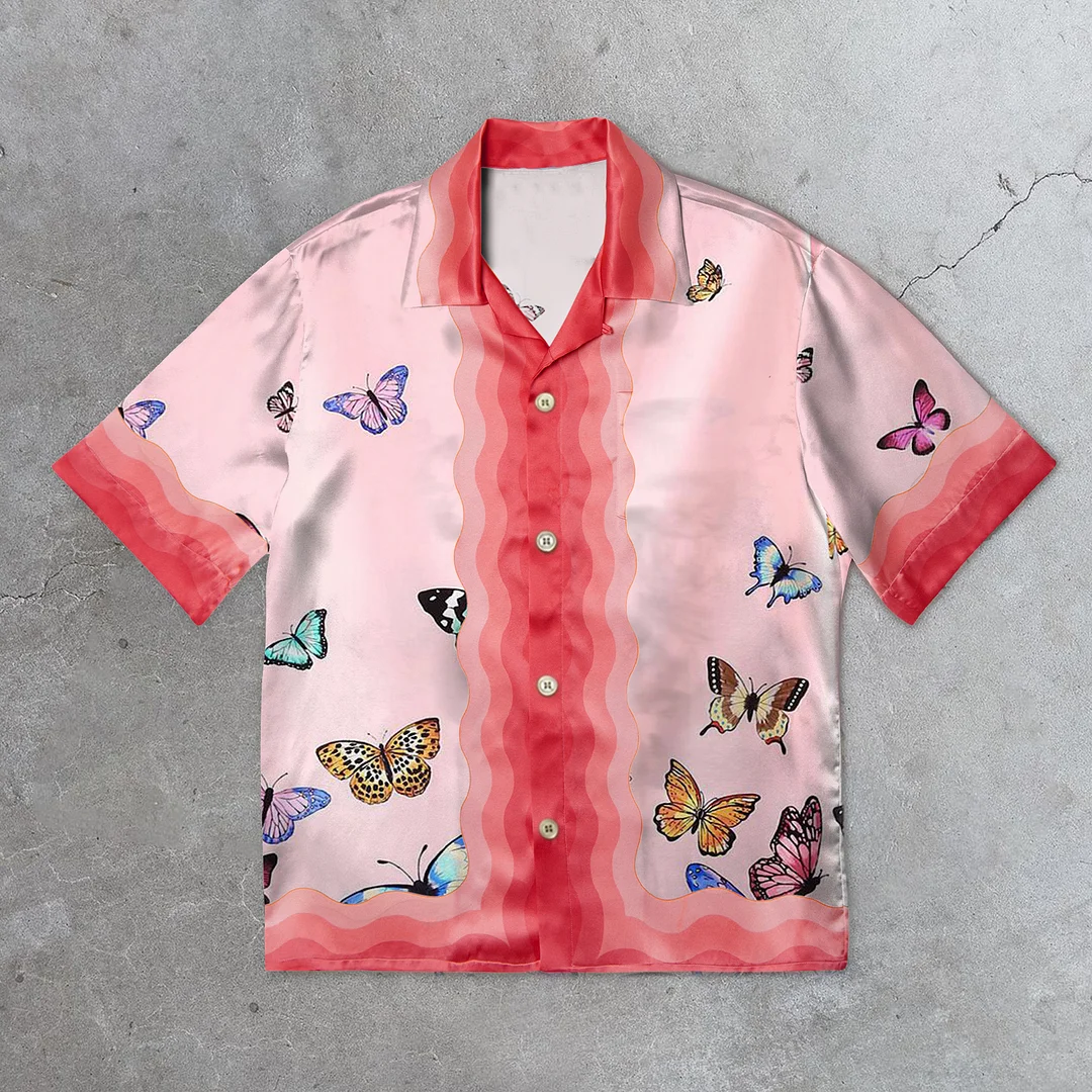 Vintage Butterfly Artistic Short Sleeve Shirt