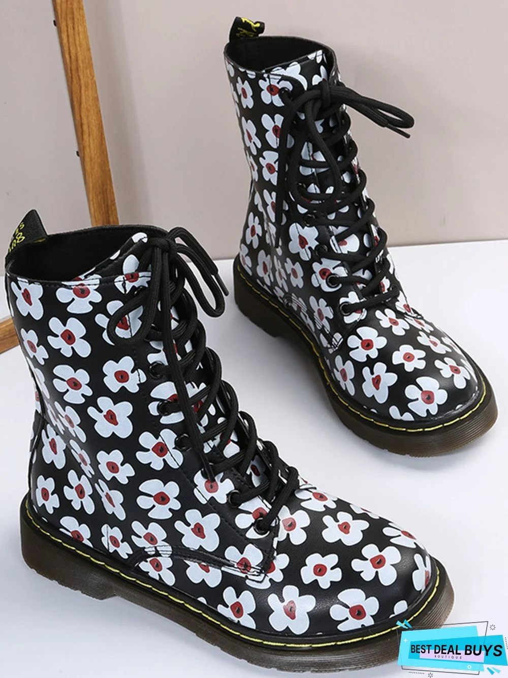 Womens's Plus Size Cat Printing Martin Boots