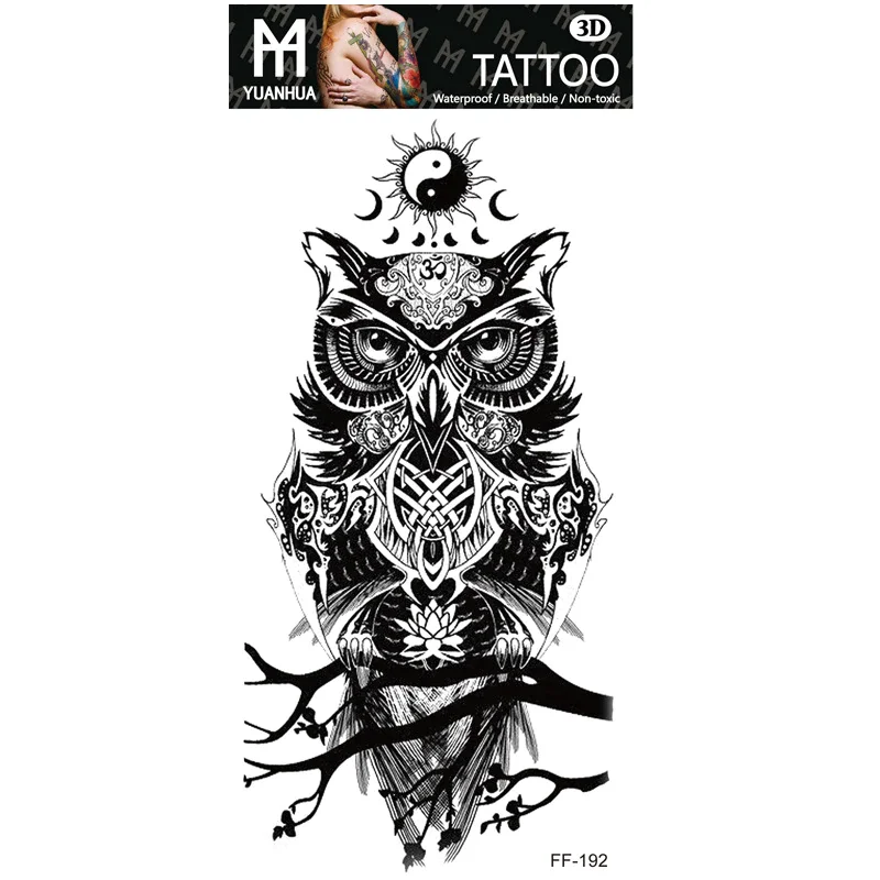 Sdrawing Forest Tattoo Sticker for Men Women Children Tiger Wolf Death Skull Temporary Tattoo Fake Henna Skeleton King Animal Tatoo