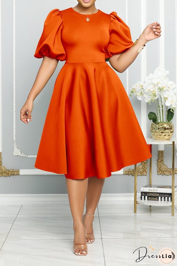 Bubble Short Sleeve Flare Midi Dress
